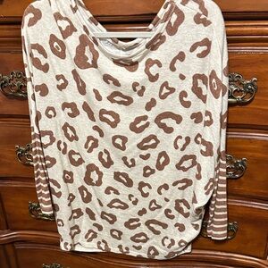Maurices Brown and Cream Animal Print Long Sleeve Top